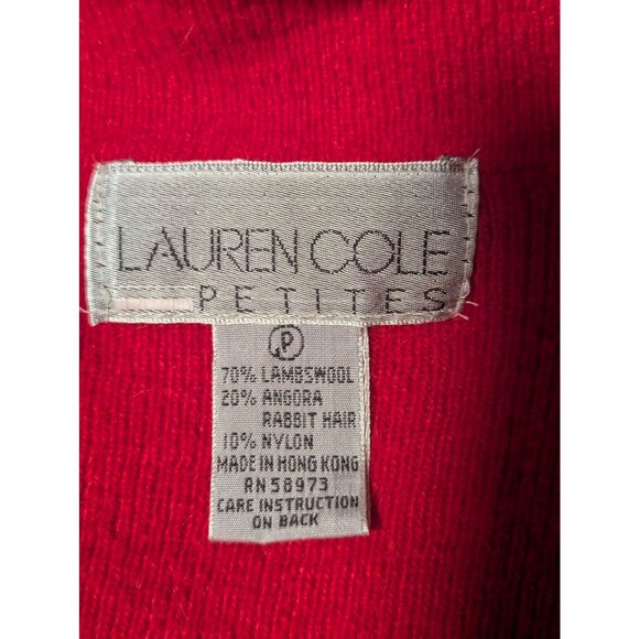 VTG 80's Red Lambswool & Rabbit Fur Sweater Vest w/ Double-Breasted Buttons Sz P - Picture 8 of 10